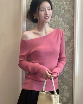 Spring pink Korean style sweater for women