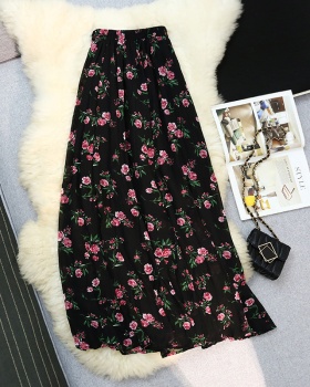 Floral colors big skirt skirt retro slim long skirt