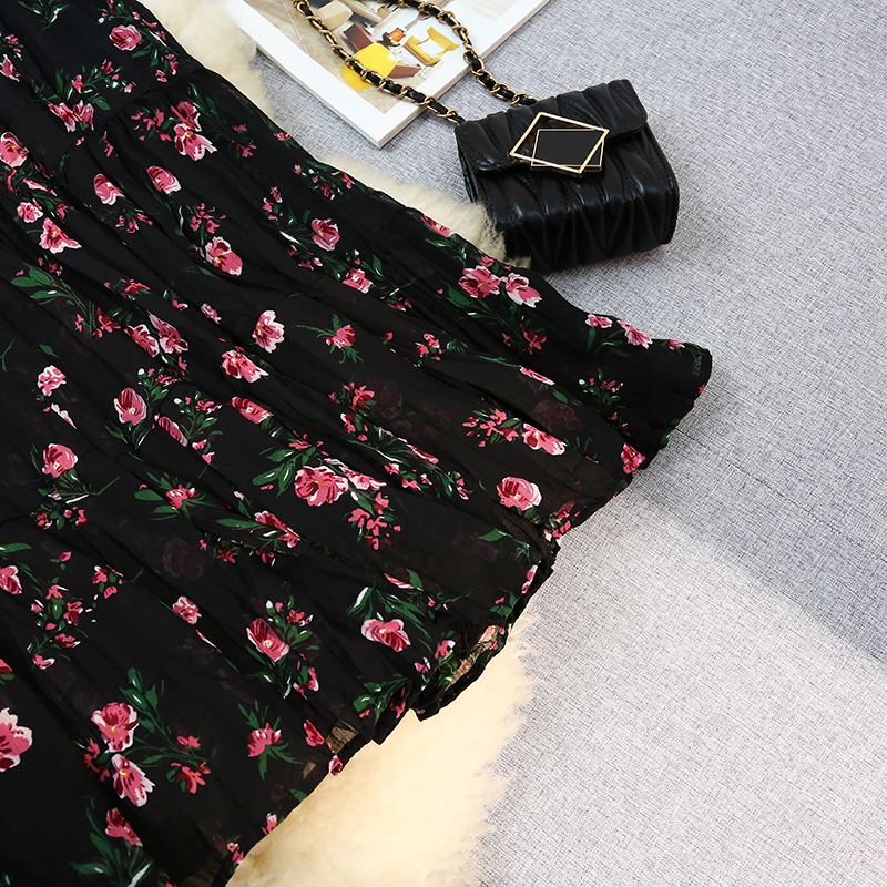 Floral colors big skirt skirt retro slim long skirt