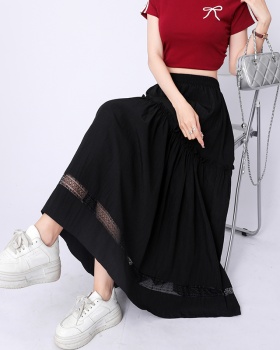 Big skirt A-line slim high waist white long skirt for women