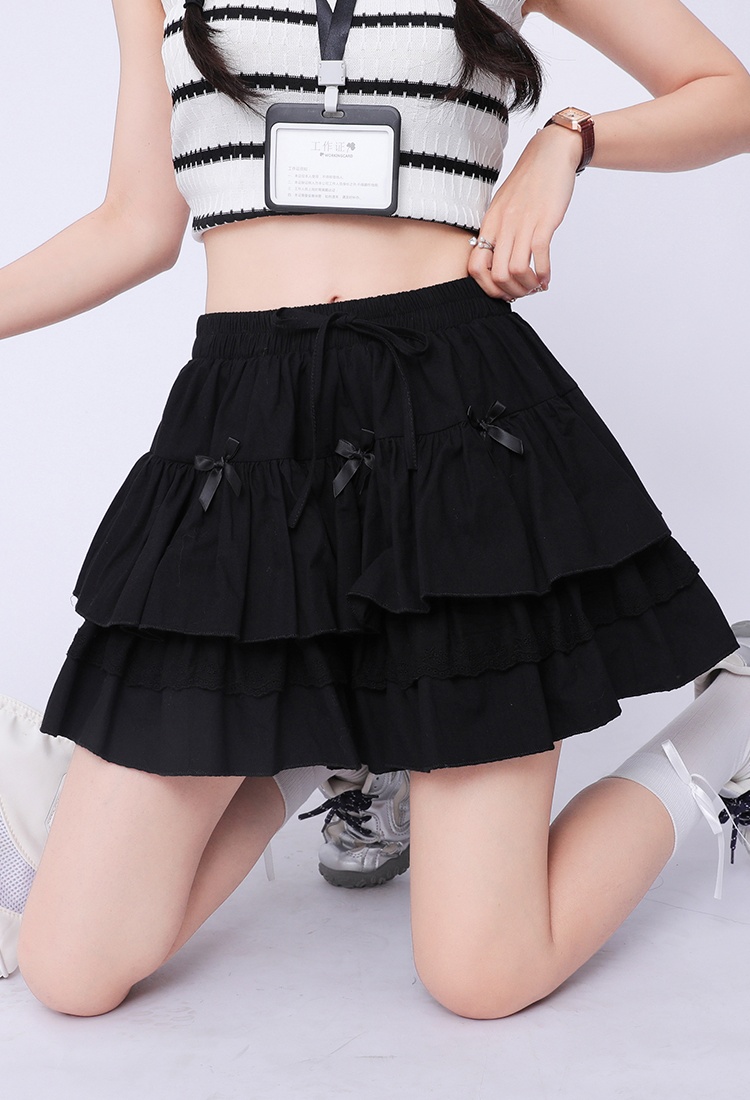 Lace high waist sweet slim double skirt for women