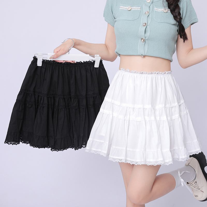 All-match splice skirt A-line lace short skirt