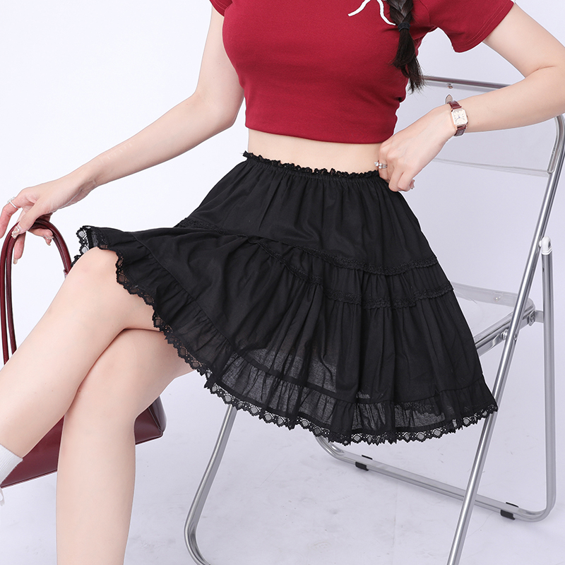 All-match splice skirt A-line lace short skirt