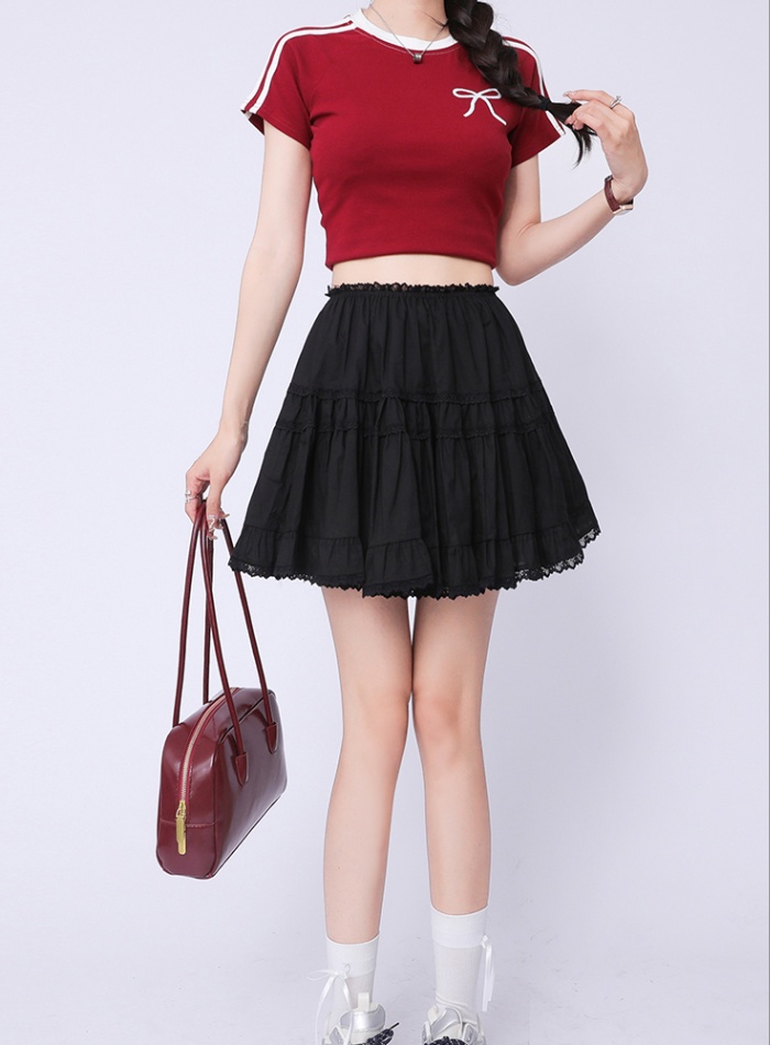 All-match splice skirt A-line lace short skirt