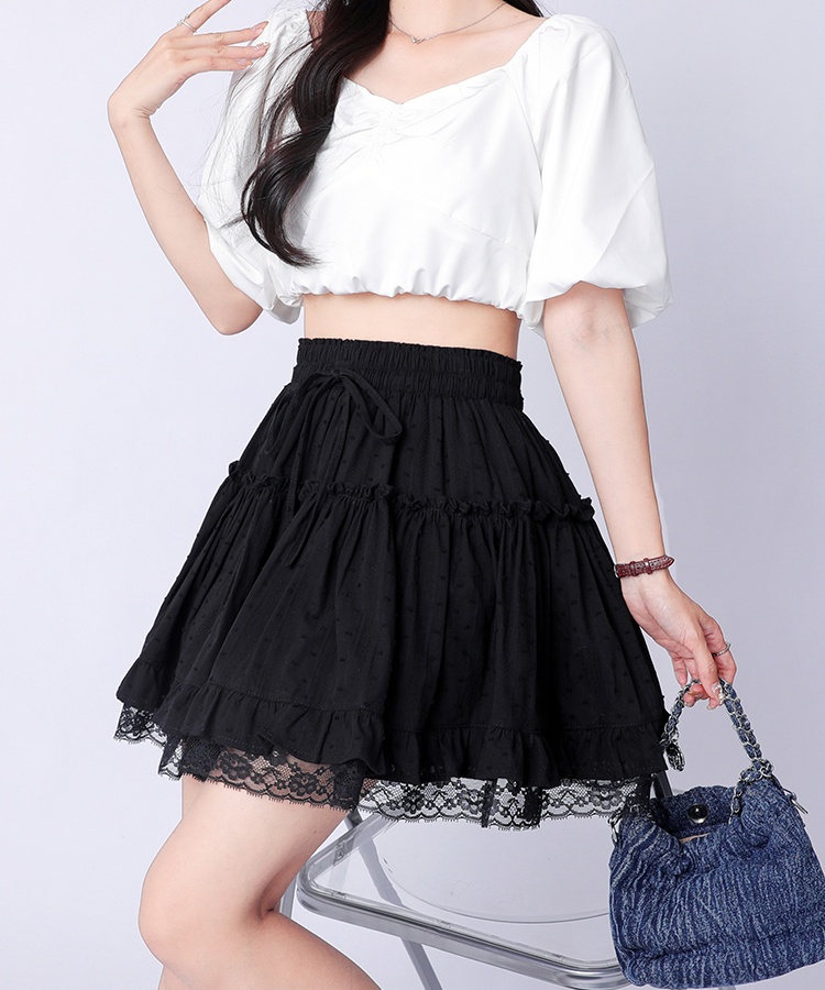 A-line splice skirt slim lace short skirt for women