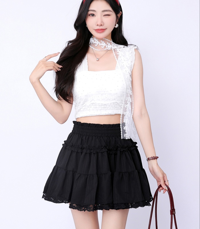 High waist ballet slim skirt cake lace short skirt