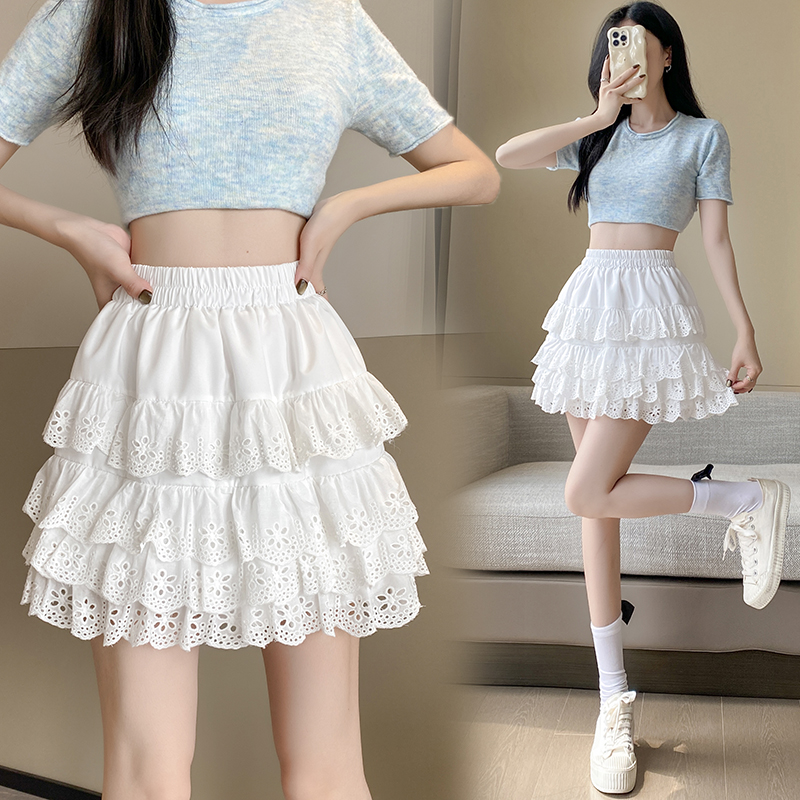 Cake A-line short skirt thick and disorderly skirt