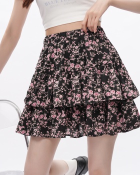 Summer sweet slim skirt floral high waist short skirt