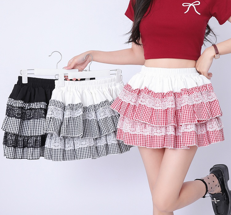 Spring and summer lace short skirt high waist skirt