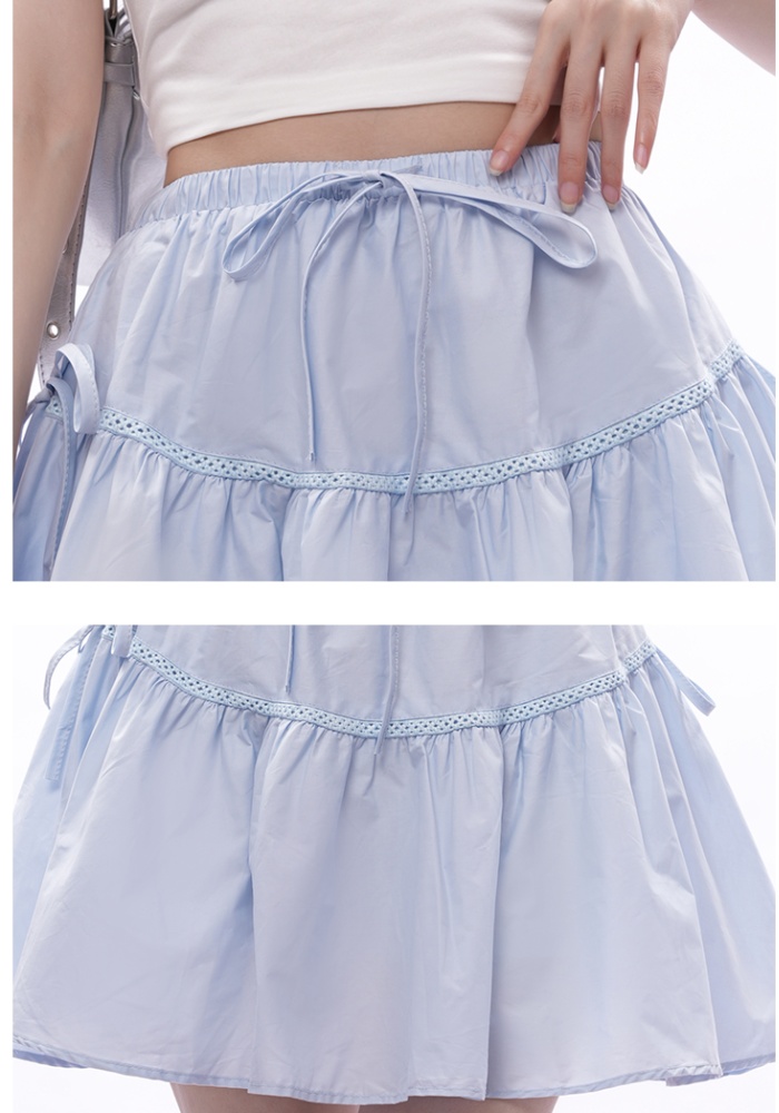 A-line hollow sweet skirt bow slim short skirt