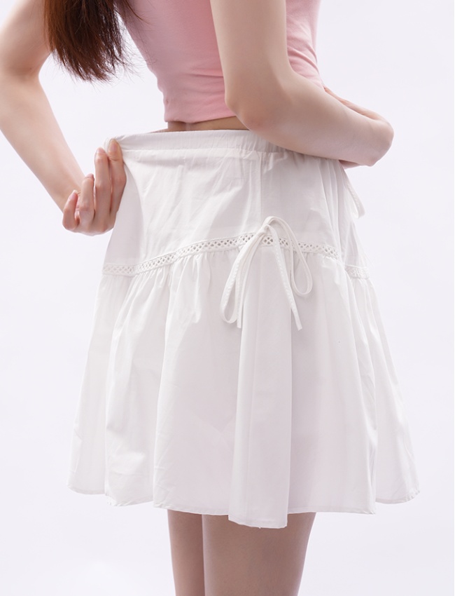 A-line hollow sweet skirt bow slim short skirt