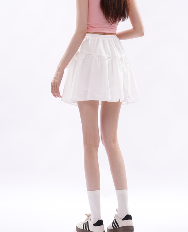 A-line hollow sweet skirt bow slim short skirt