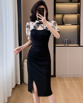 Temperament splice cheongsam rose elegant dress