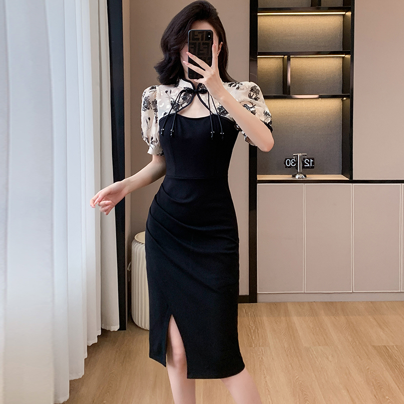 Temperament splice cheongsam rose elegant dress