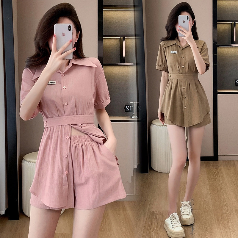 Temperament show young shirt Casual dress 2pcs set