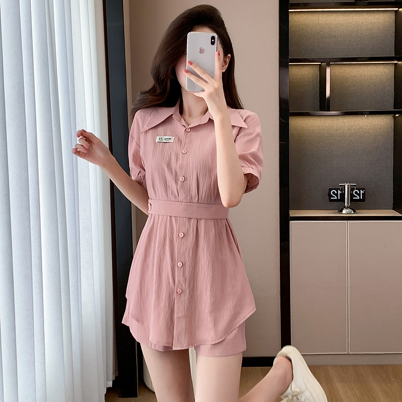 Temperament show young shirt Casual dress 2pcs set