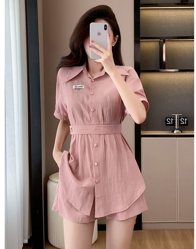 Temperament show young shirt Casual dress 2pcs set