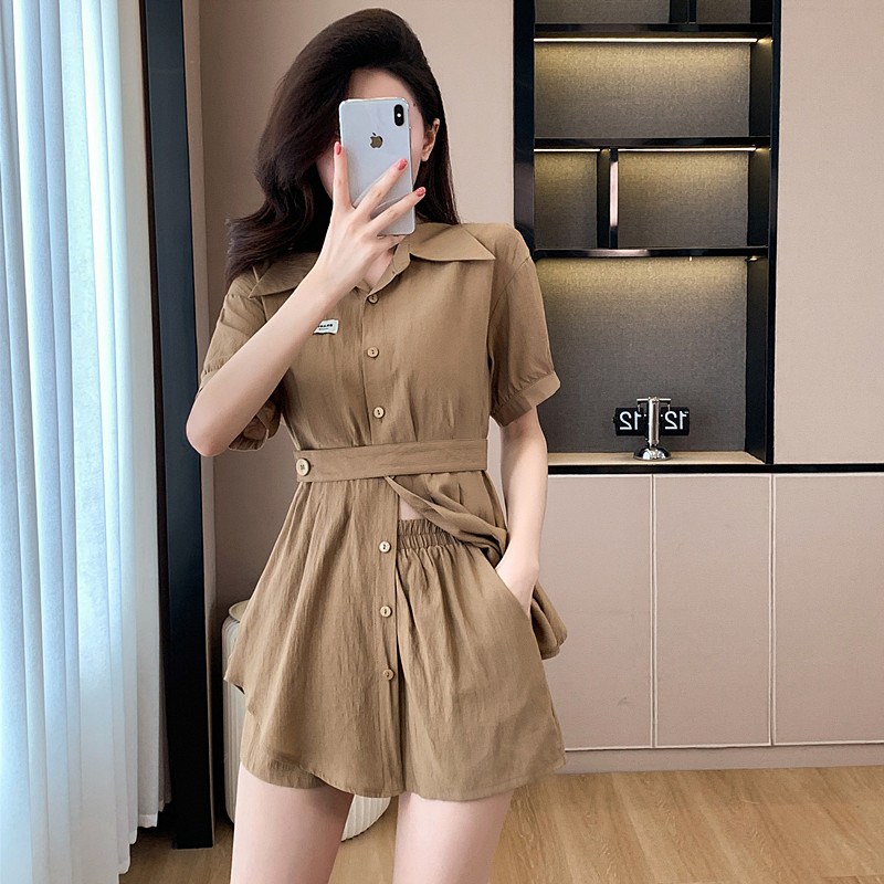 Temperament show young shirt Casual dress 2pcs set