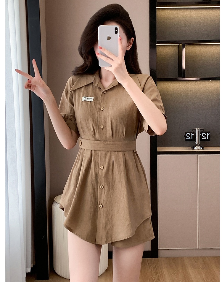 Temperament show young shirt Casual dress 2pcs set