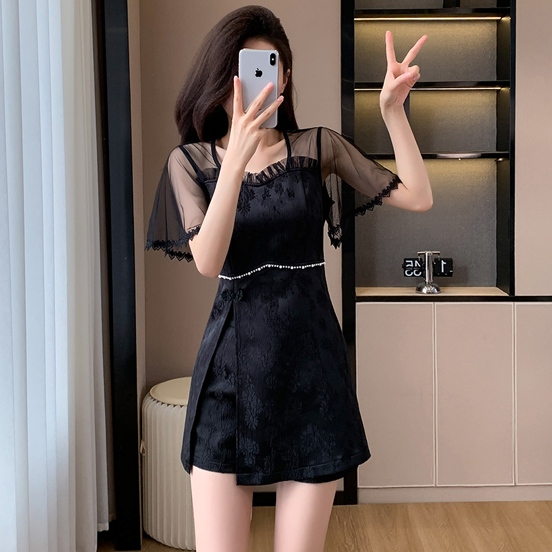 Temperament summer shorts fashion gauze dress 2pcs set