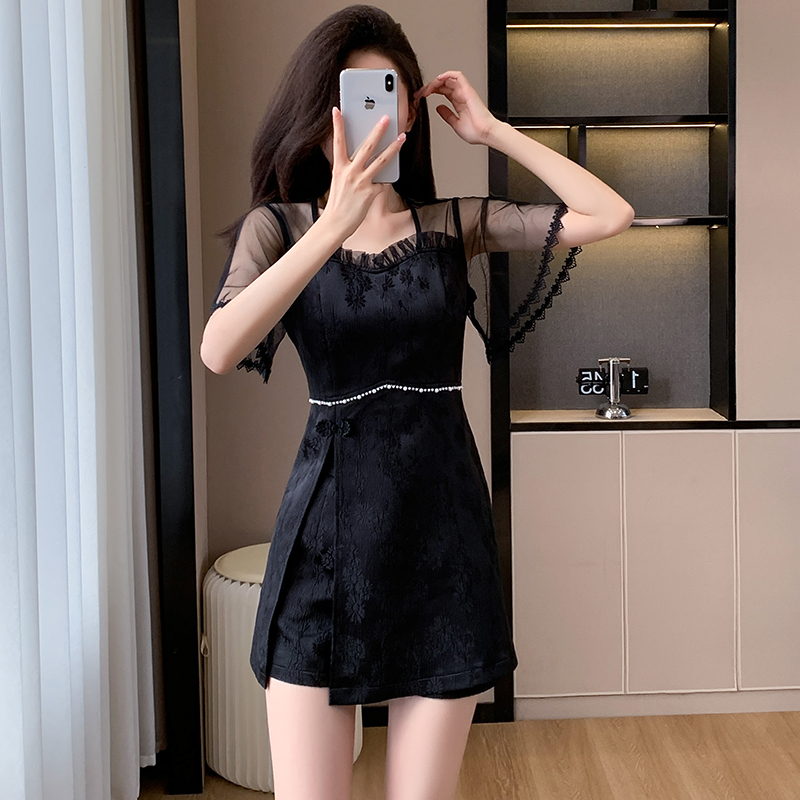 Temperament summer shorts fashion gauze dress 2pcs set