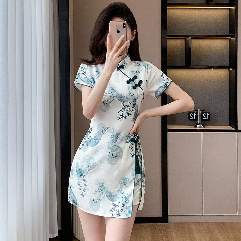 Summer temperament dress maiden shorts 2pcs set