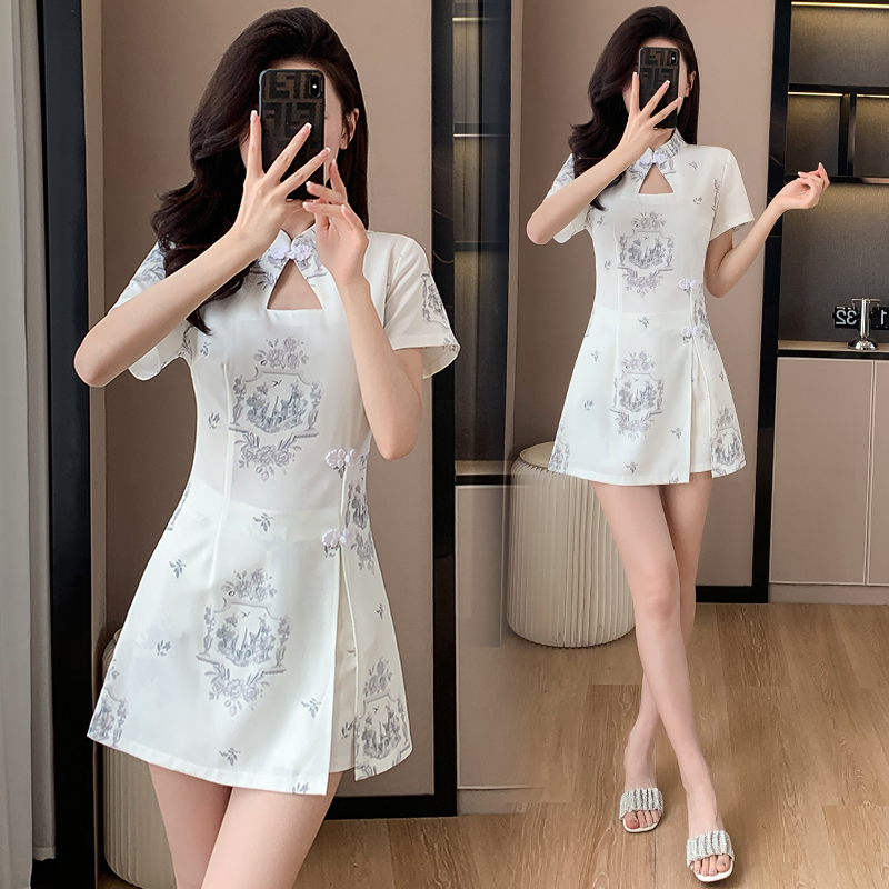 Fashion dress temperament cheongsam 2pcs set