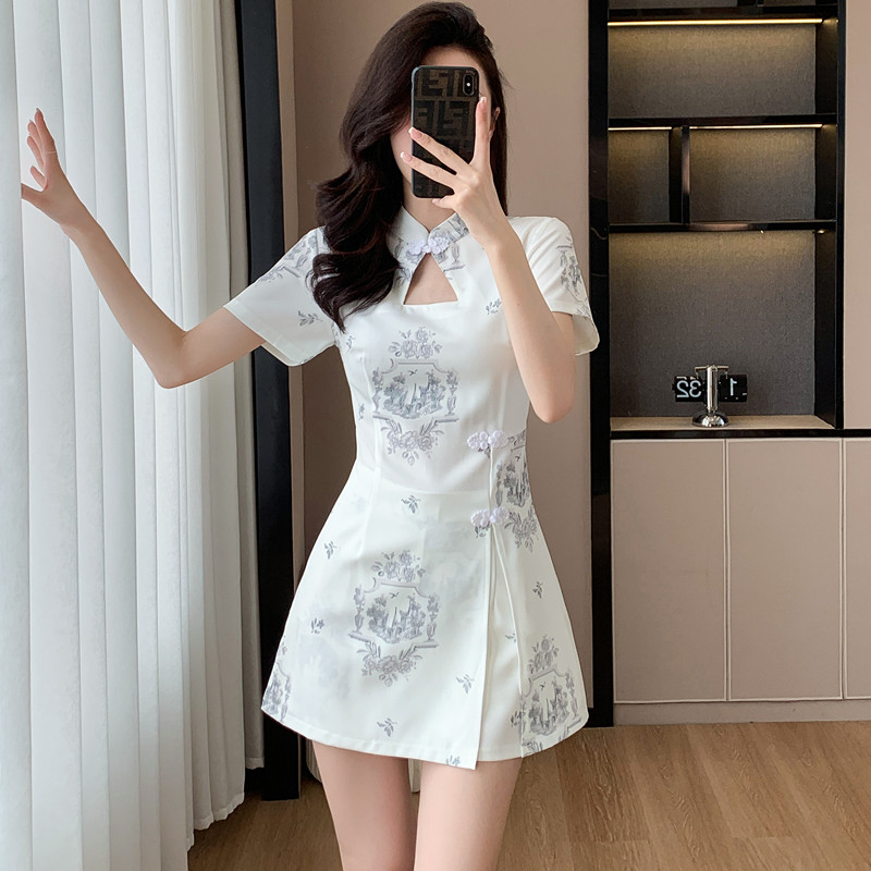 Fashion dress temperament cheongsam 2pcs set