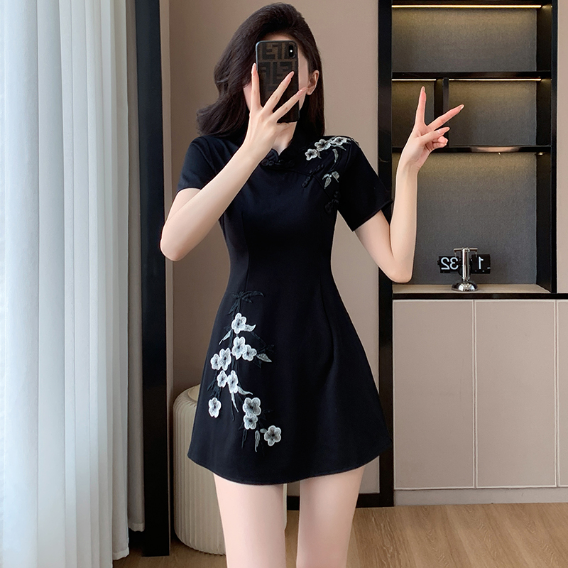 Summer Chinese style cheongsam temperament dress 2pcs set