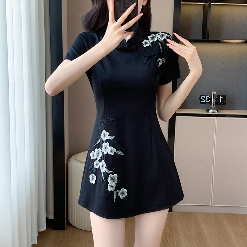 Summer Chinese style cheongsam temperament dress 2pcs set