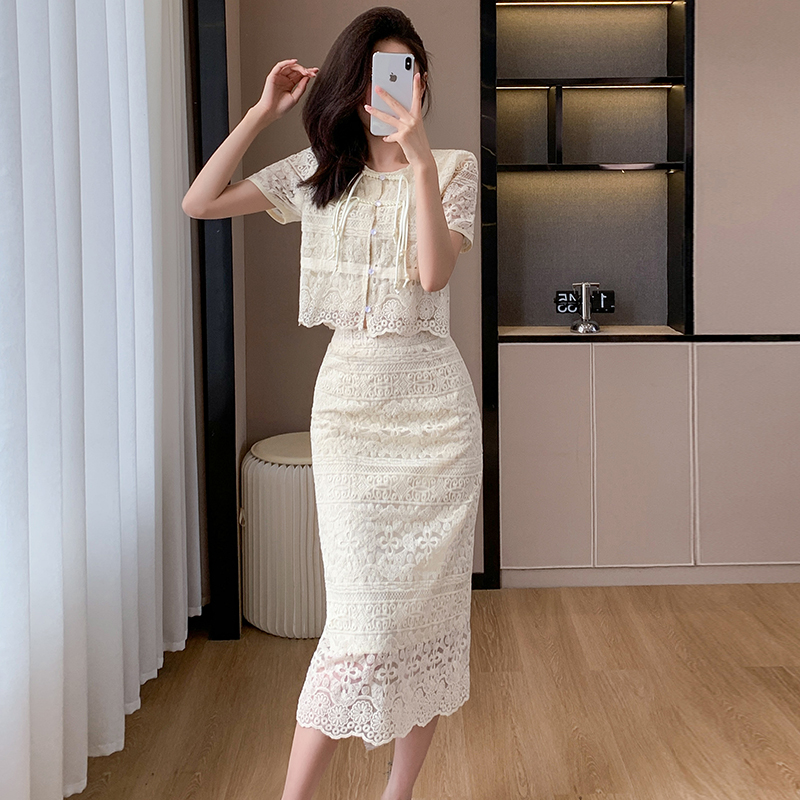 Summer temperament tops Chinese style skirt 2pcs set