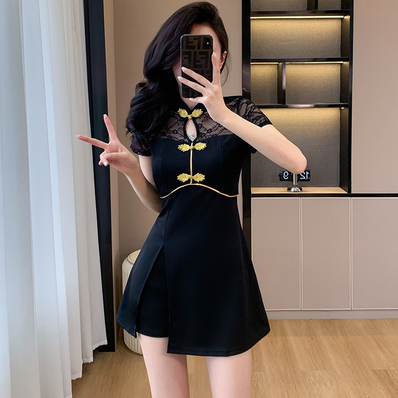 Chinese style dress temperament shorts 2pcs set