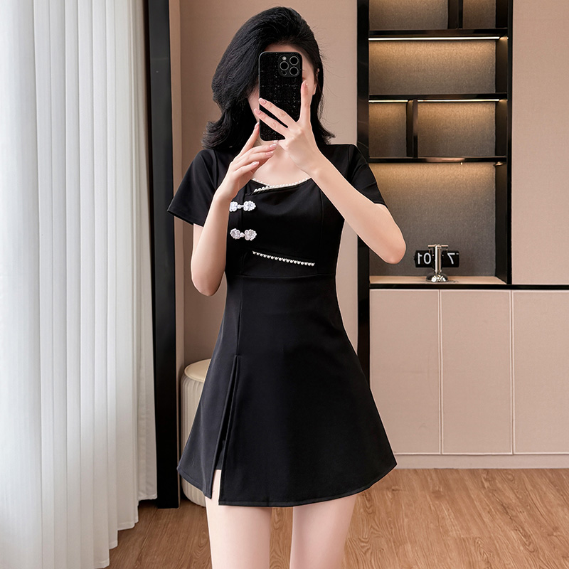 Chinese style temperament dress slim shorts 2pcs set