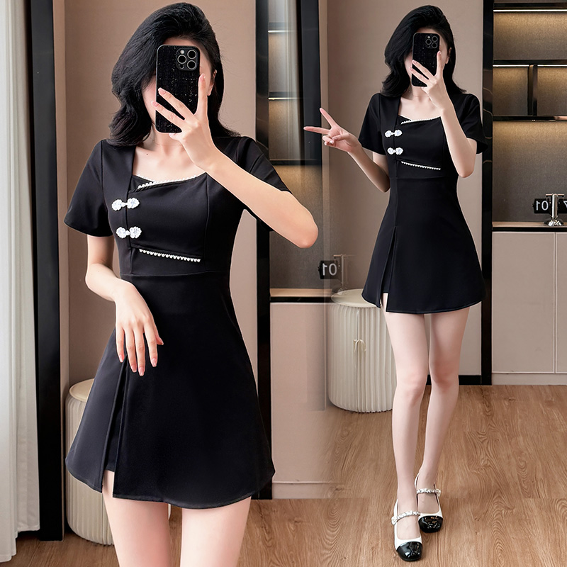 Chinese style temperament dress slim shorts 2pcs set