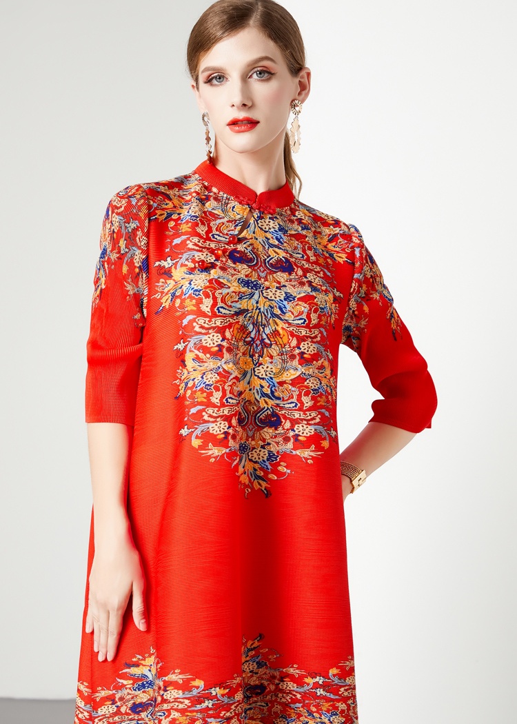 Large yard dress cstand collar cheongsam for women