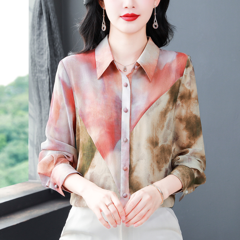 Lapel single-breasted shirt thin tops for women