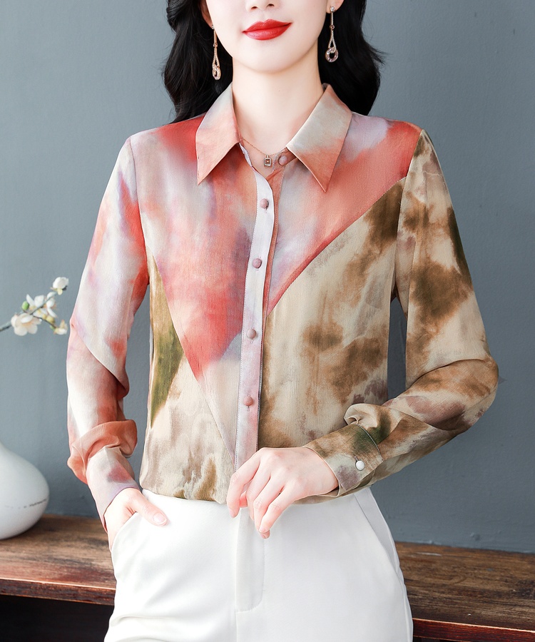 Lapel single-breasted shirt thin tops for women