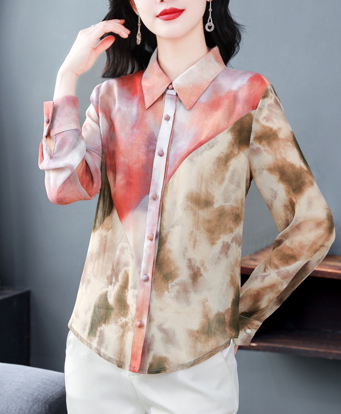 Lapel single-breasted shirt thin tops for women