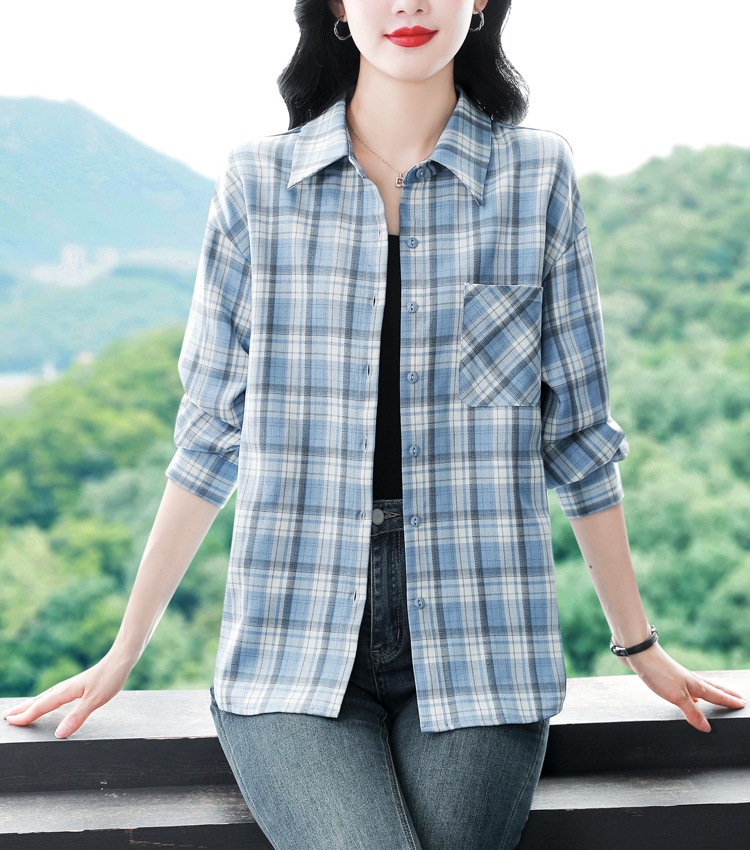 Plaid Casual long sleeve coat temperament art spring tops