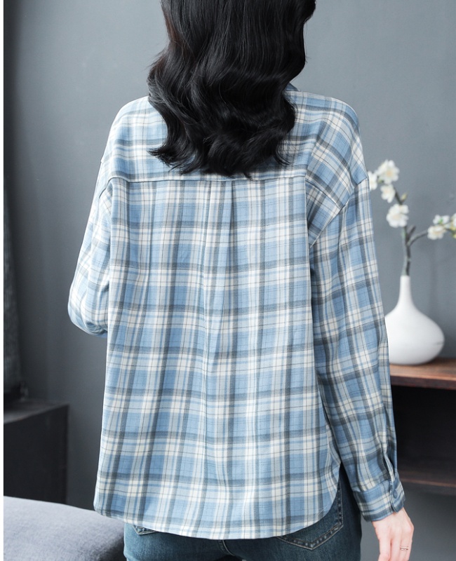 Plaid Casual long sleeve coat temperament art spring tops