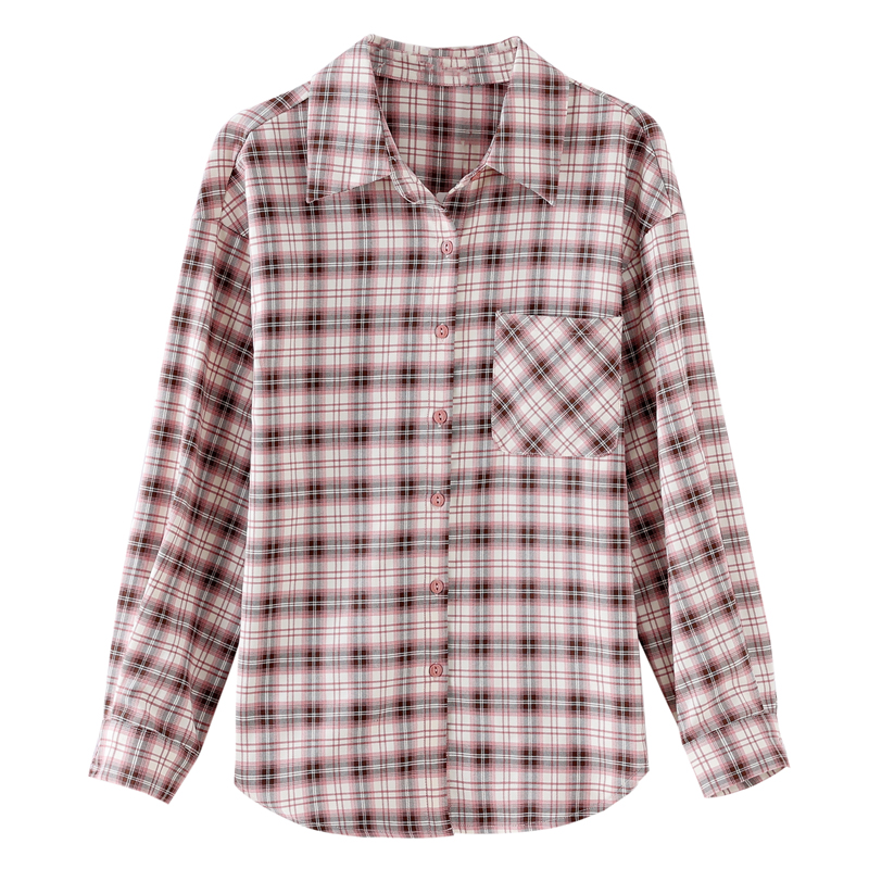 Plaid Casual long sleeve coat temperament art spring tops