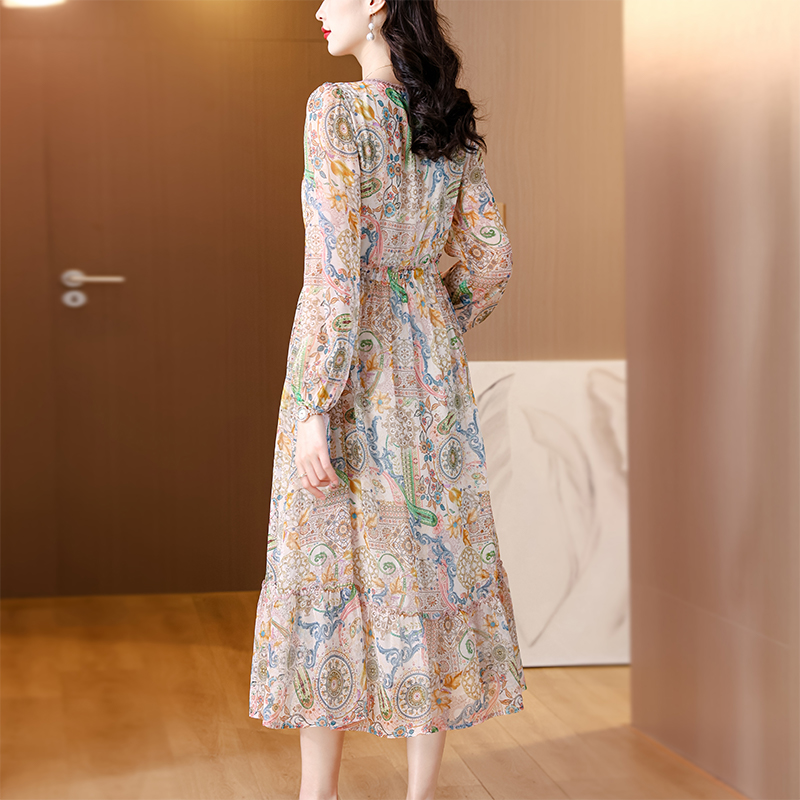 Thin slim floral spring and summer dress