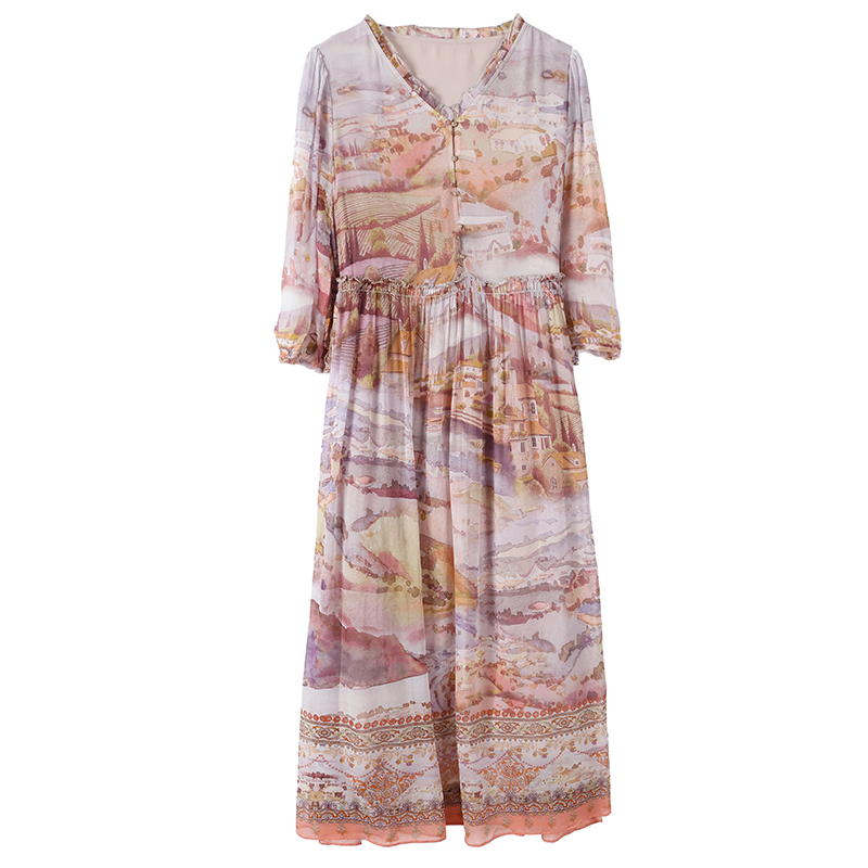 Refinement floral romantic France style dress