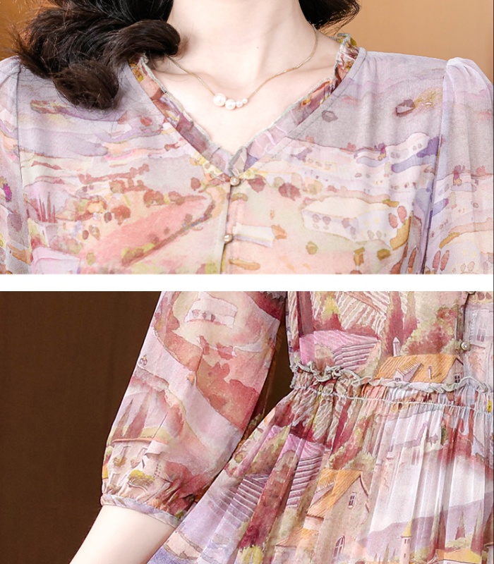 Refinement floral romantic France style dress