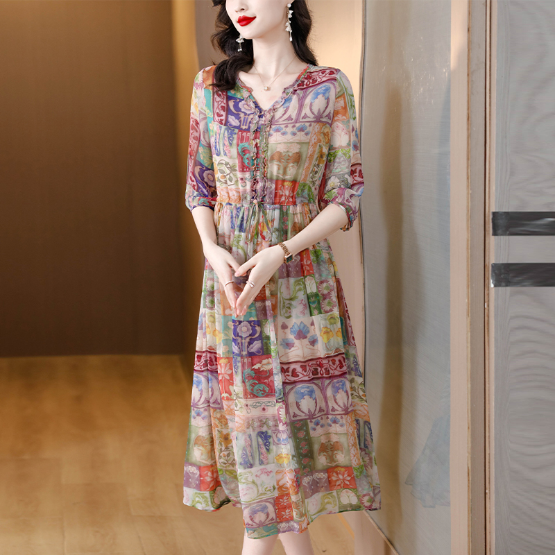 Temperament silk dress