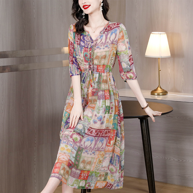 Temperament silk dress