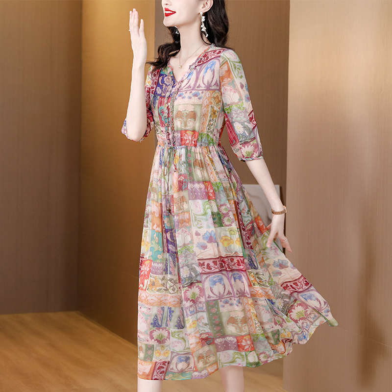 Temperament silk dress