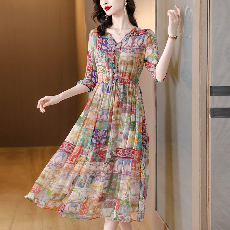 Temperament silk dress