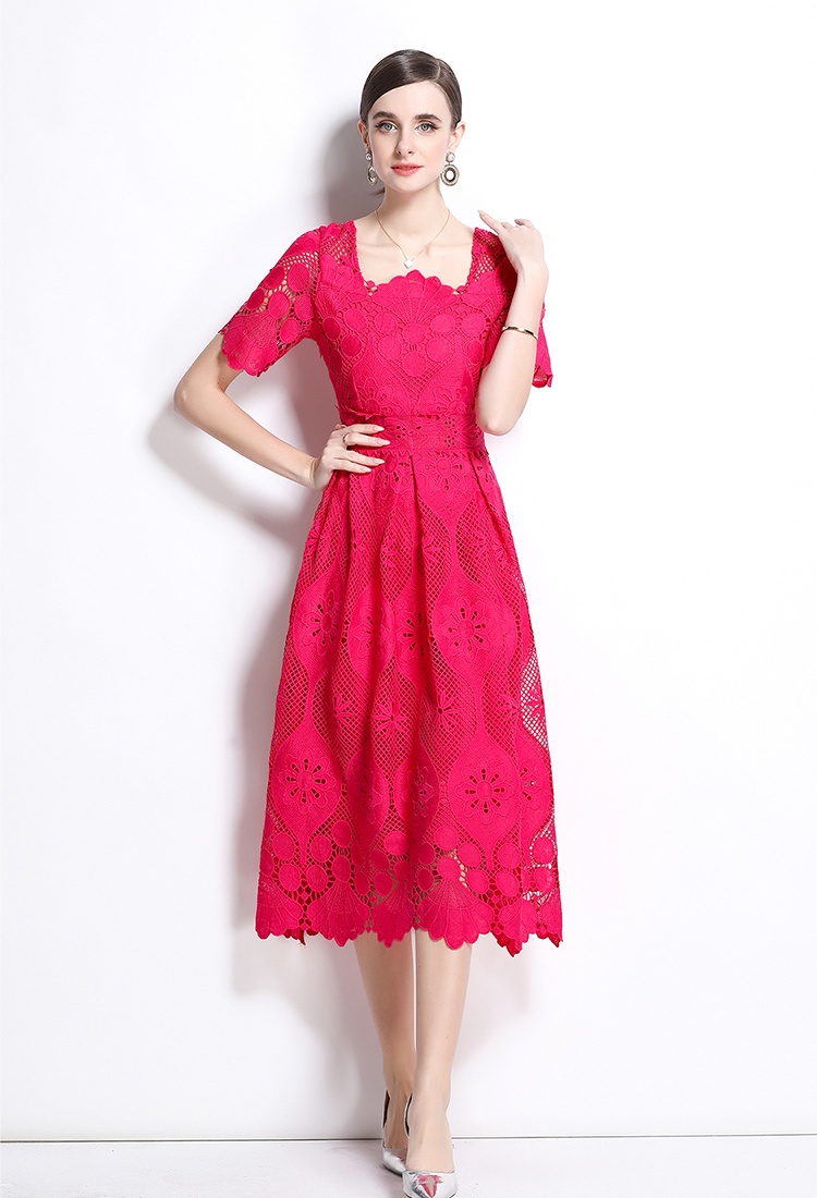 Fashion short sleeve dress France style long dress