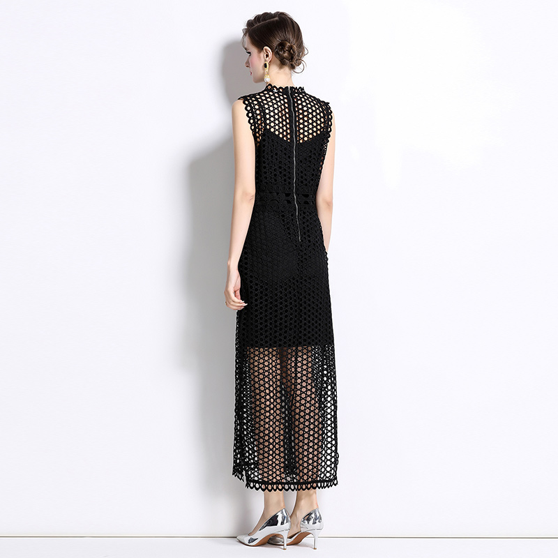 Decorous round neck fashion France style slit summer dress